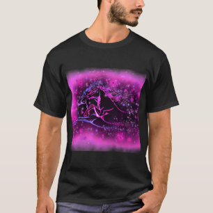 Neon Blue Pink-paarden die 's nachts in de T-shirt