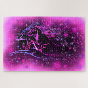 Neon Blue Pink Pair Paarten met Jigzaag Puzzle Legpuzzel