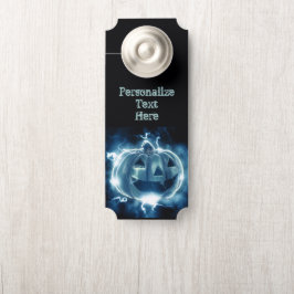 Neon Blue Pumpkin Psychedelic Halloween Room Deurhanger