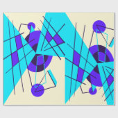 Neon Blue Retro Wrapping Paper 80-inch Cadeaupapier (Vlak)