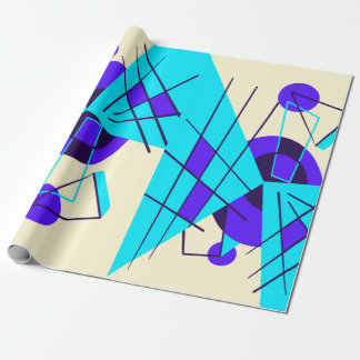 Neon Blue Retro Wrapping Paper 80-inch Cadeaupapier