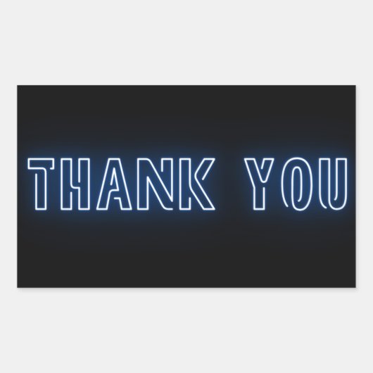 Neon Blue Sign Trendy Rechthoekige Sticker (Voorkant)
