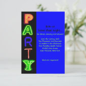 NEON BLUE SIGNS Bar Bat Mitzvah Party Card Kaart (Staand voorkant)