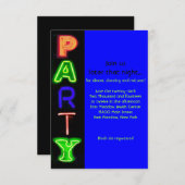 NEON BLUE SIGNS Bar Bat Mitzvah Party Card Kaart (Voorkant / Achterkant)