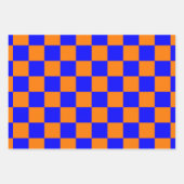 Neon Blue Sinaasappel Checkerboard  Inpakpapier Vel (Voorkant 3)