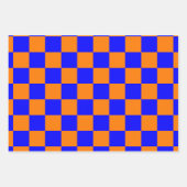 Neon Blue Sinaasappel Checkerboard  Inpakpapier Vel (Voorkant 2)