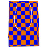 Neon Blue Sinaasappel Checkerboard  Medium Cadeauzakje (Voorkant)