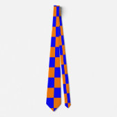 Neon Blue Sinaasappel Checkerboard  Stropdas (Voorkant)
