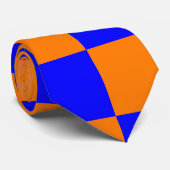 Neon Blue Sinaasappel Checkerboard  Stropdas (Opgerold)