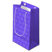 Neon Blue Smile Pattern Gift Bag Klein Cadeauzakje (Voorkant Gekanteld)
