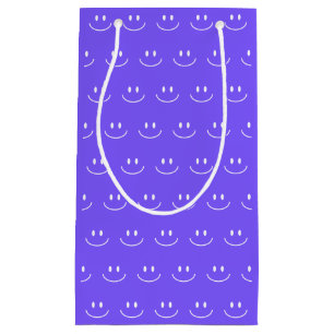 Neon Blue Smile Pattern Gift Bag Klein Cadeauzakje