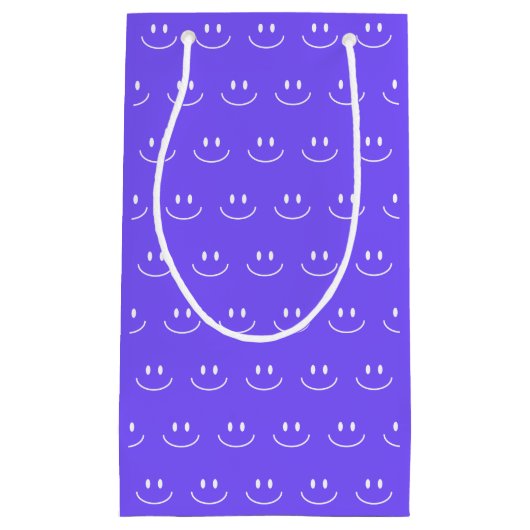 Neon Blue Smile Pattern Gift Bag Klein Cadeauzakje (Voorkant)
