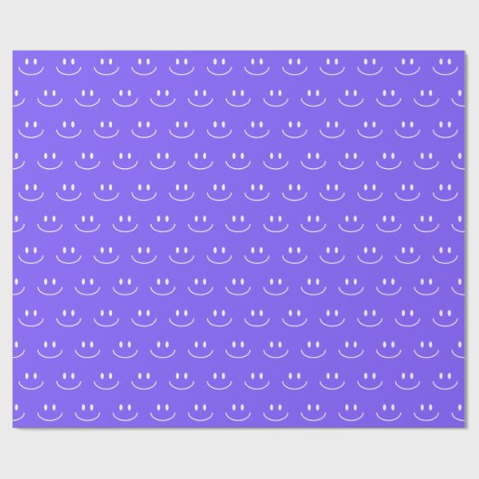 Neon Blue Smile Pattern Wrapping Paper Cadeaupapier (Vlak)