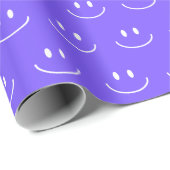 Neon Blue Smile Pattern Wrapping Paper Cadeaupapier (Rol Hoek)