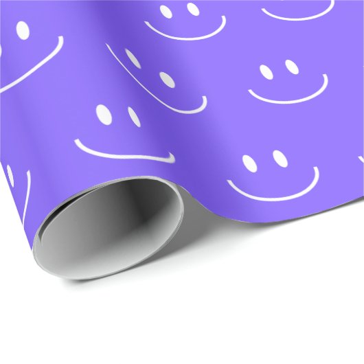 Neon Blue Smile Pattern Wrapping Paper Cadeaupapier (Rol Hoek)