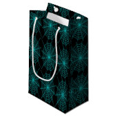 Neon blue spiderweb klein cadeauzakje (Voorkant Gekanteld)