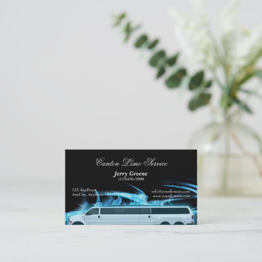 Neon Blue SUV Limousine Visitekaartje (Staand voorkant)