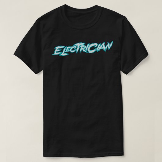 Neon Blue-tekst van de elektricien T-shirt (Design voorkant)