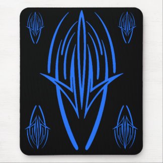 Neon Blue Tribal Design op Black Mousepad Muismat