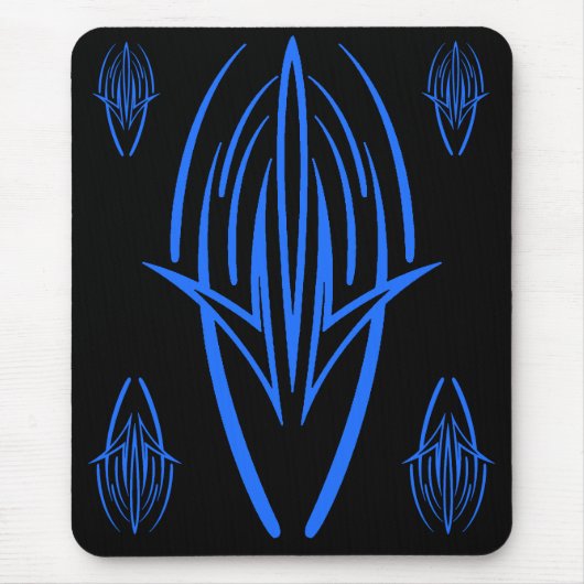 Neon Blue Tribal Design op Black Mousepad Muismat (Voorkant)