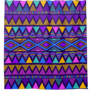 Neon Blue: Tribal Navajo patroon Douchegordijn