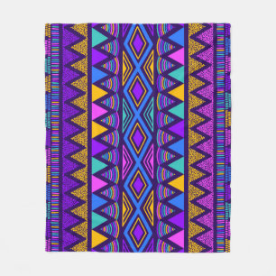 Neon Blue: Tribal Navajo patroon Fleece Deken