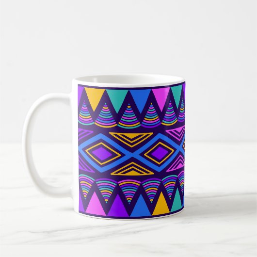 Neon Blue: Tribal Navajo patroon Koffiemok (Links)