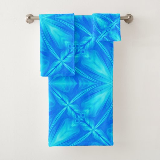 Neon Blue Turquoise Psychedelic Cloudy Abstract Bad Handdoek (Insitu)