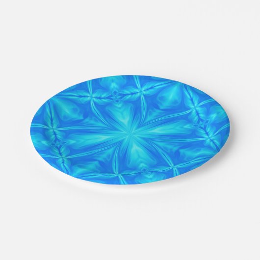 Neon Blue Turquoise Psychedelic Cloudy Abstract Papieren Bordje (Gekanteld)
