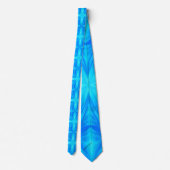 Neon Blue Turquoise Psychedelic Cloudy Abstract Stropdas (Achterkant)