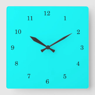 Neon Blue Turquoise Solid Bright Color verfrissen Vierkante Klok
