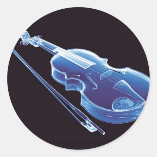 Neon Blue Violin Ronde Sticker