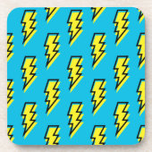 Neon Blue Yellow Lightning Bolt Pattern (80/90) Bier Onderzetter (Voorkant)