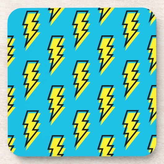 Neon Blue Yellow Lightning Bolt Pattern (80/90) Bier Onderzetter (Voorkant)