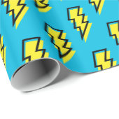 Neon Blue Yellow Lightning Bolt Pattern (80/90) Cadeaupapier (Rol Hoek)