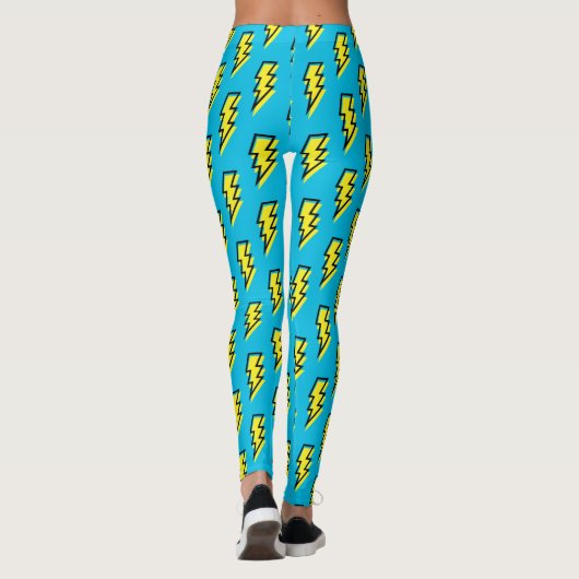 Neon Blue Yellow Lightning Bolt Pattern (80/90) Leggings (Achterkant)