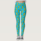 Neon Blue Yellow Lightning Bolt Pattern (80/90) Leggings (Voorkant)