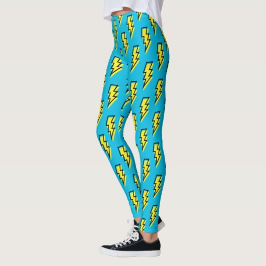 Neon Blue Yellow Lightning Bolt Pattern (80/90) Leggings (Links)