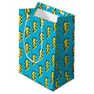 Neon Blue Yellow Lightning Bolt Pattern (80/90) Medium Cadeauzakje