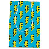 Neon Blue Yellow Lightning Bolt Pattern (80/90) Medium Cadeauzakje (Achterkant)
