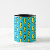 Neon Blue Yellow Lightning Bolt Pattern (80/90) Mok (Midden)