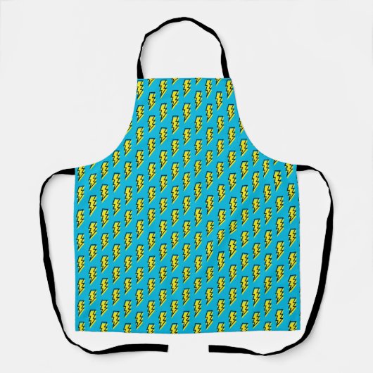 Neon Blue Yellow Lightning Bolt Pattern (80/90) Schort (Voorkant)