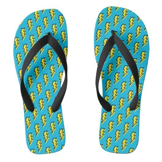 Neon Blue Yellow Lightning Bolt Pattern (80/90) Teenslippers (Voetbed)