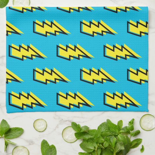 Neon Blue Yellow Lightning Bolt Pattern (80/90) Theedoek (Gevouwen)
