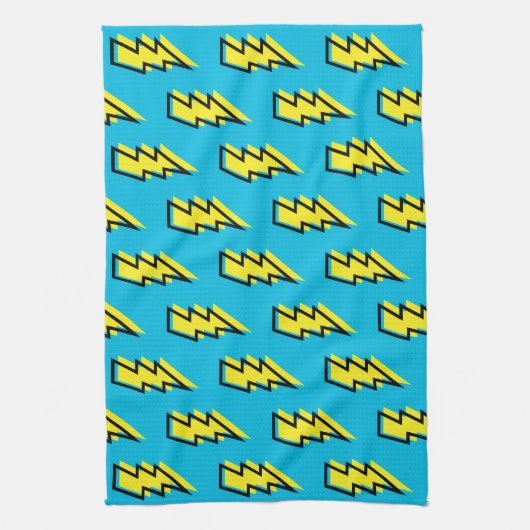 Neon Blue Yellow Lightning Bolt Pattern (80/90) Theedoek (Verticaal)