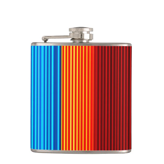 Neon Blue Yellow Red Lines Heupfles (Voorkant)