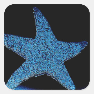 Neon Blue Zee Star Vierkante Sticker