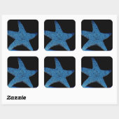 Neon Blue Zee Star Vierkante Sticker (Vel)