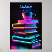 Neon boeken en koffie 2 poster (Voorkant)