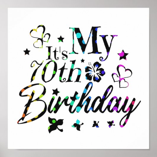 neon bokeh textured it's my 70th birthday poster (Voorkant)